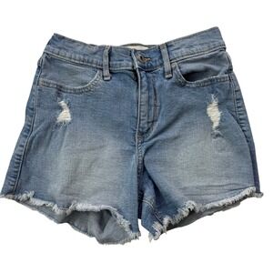 Abercrombie Kids Girls High Rise Relaxed Denim Jean Shorts Size 13/14 Distressed